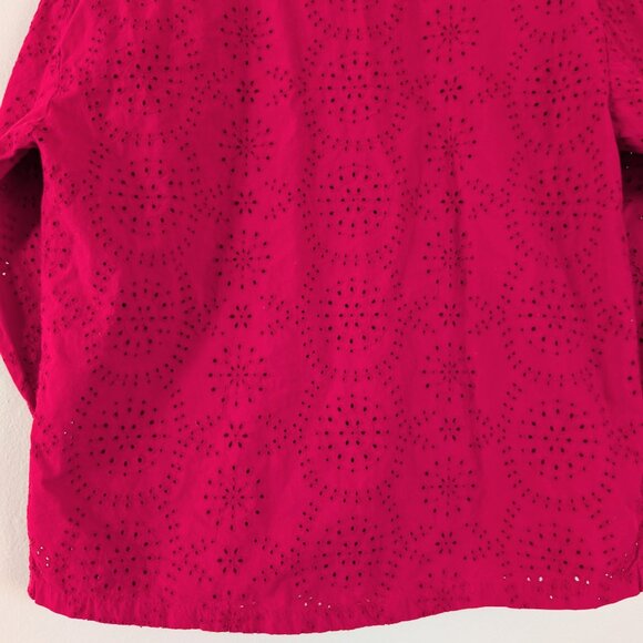 Free People Dream Together Collared Button Up Red Eyelet Top - Women's XS - Picture 9 of 13